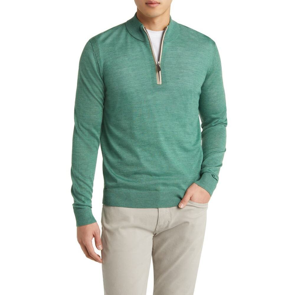 johnnie-O Baron Half Zip Wool Blend Sweater XL Palm Green